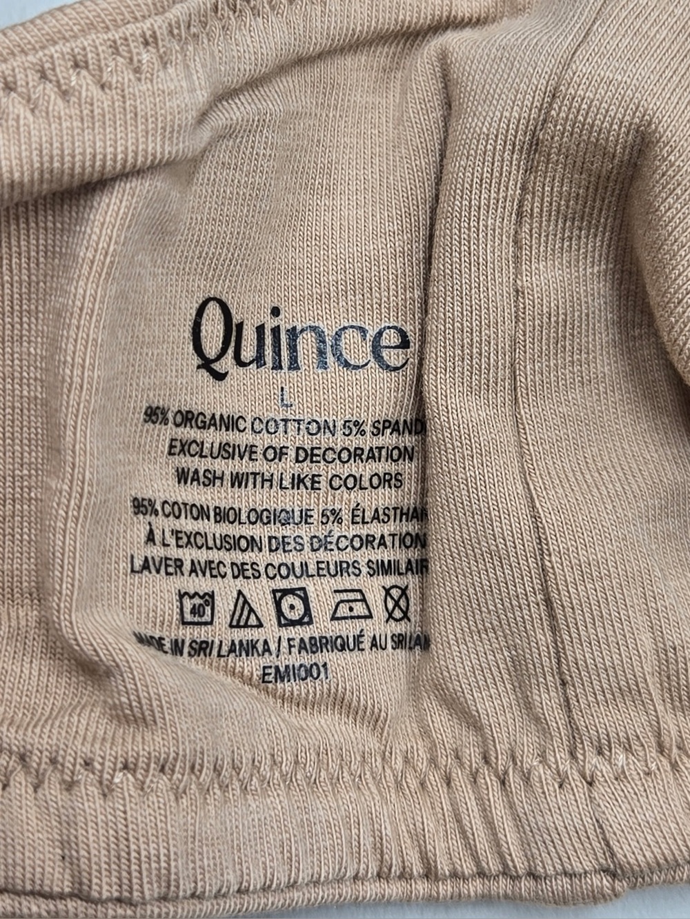 NWOT QUINCE 2 Pack Organic Cotton Triangle Bralettes Large Sand 0339 - Picture 8 of 10
